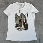 DKNY Women's Fifth Ave. Embellished Graphic T-Shirt Tee Size XS White