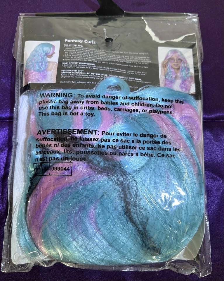 Hair Wig “FANTASY CURLS” Costume Adult Cosplay Blue And Pink. - Image 2 of 2