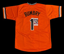 AL BUMBRY #1 BALTIMORE ORIOLES "R.O.Y. 1973" HAND SIGNED JERSEY JSA COA SIZE XL