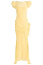 DE LA VALI YELLOW SATIN MAXI DRESS UK 4