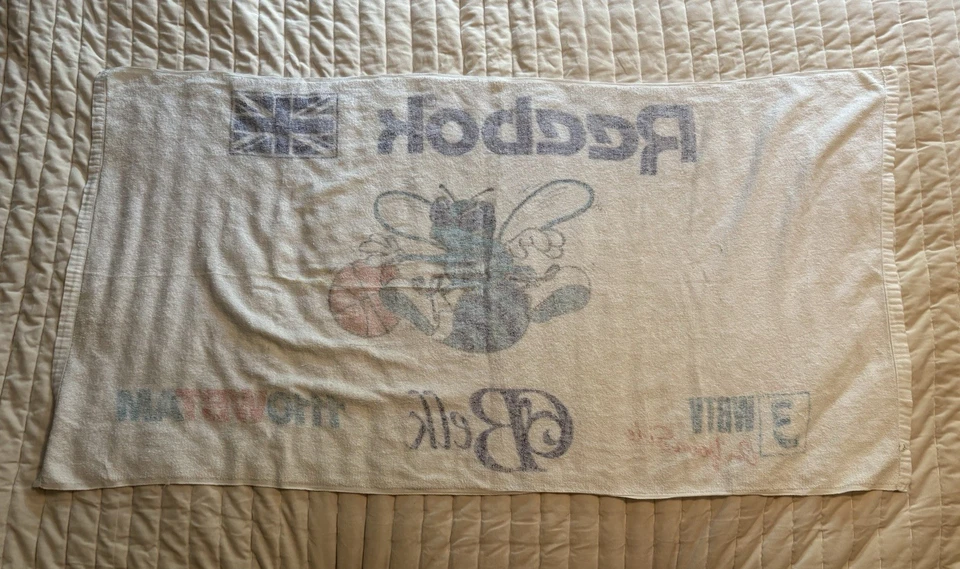 Toalla de baño Charlotte Hornets Belk NBA vintage años 90 playa blanca Reebok 56x30 WBTV Foto 2 de 4