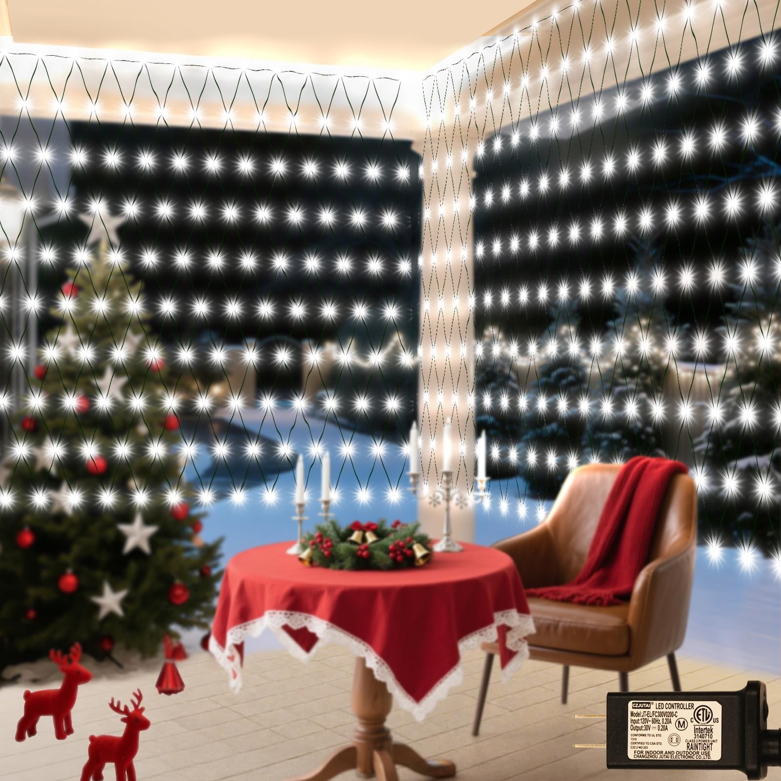 OYCBUZO 360LED Net Lights Outdoor 21ft x 5ft Connectable String Mesh Lights for Trees and Bushes