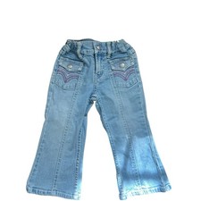 Levi's VTG Girls Toddler Sz 2T Flare Denim Jeans Light Wash Adjustable Waist