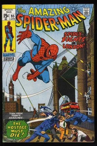 Amazing Spider-Man #95 VF- 7.5 In London! Romita/Buscema Cover! Marvel 1971