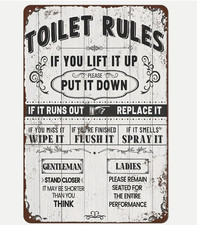 Toilet Rules Tin Sign Funny Bathroom Sign Bar Restaurant Bathroom Rules Metal