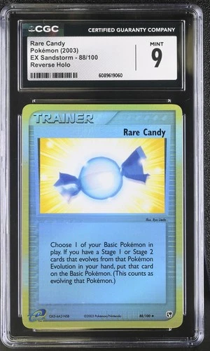 CGC 9 MINT Rare Candy 2003 EX Sandstorm 88/100 Reverse Holo Pokemon Card