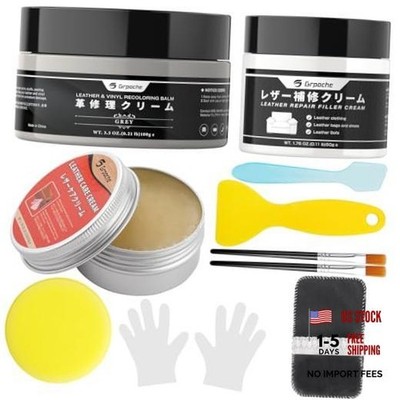 Leather Recoloring Balm Mink Oil Leather Conditioner & Leather Filler Grey