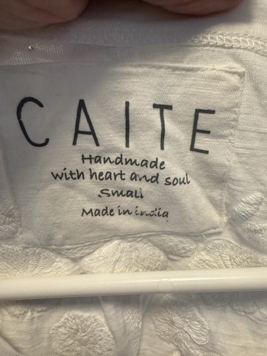 T-shirt donna Caite e Kyla Seo Luca nuova con etichetta piccola tinta unita bianca ricamata SS - Foto 3 di 7