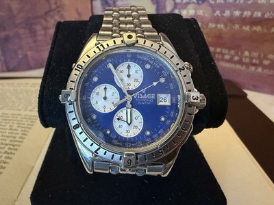 Visage Men's Quartz Chronograph Wristwatch Blue Dial with White Subdials