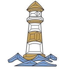 8-7/8"x11-1/2" Colored Exquisite Glass Lighthouse Bevel Cluster COEC800