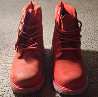 Timberland Waterproof Work Boot Nubuck Red Lace-Up Round Toe 7.5M New Box
