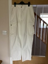 Marks and Spencer Women's Ivory Cotton Stretch Chino Size 10 Reg New
