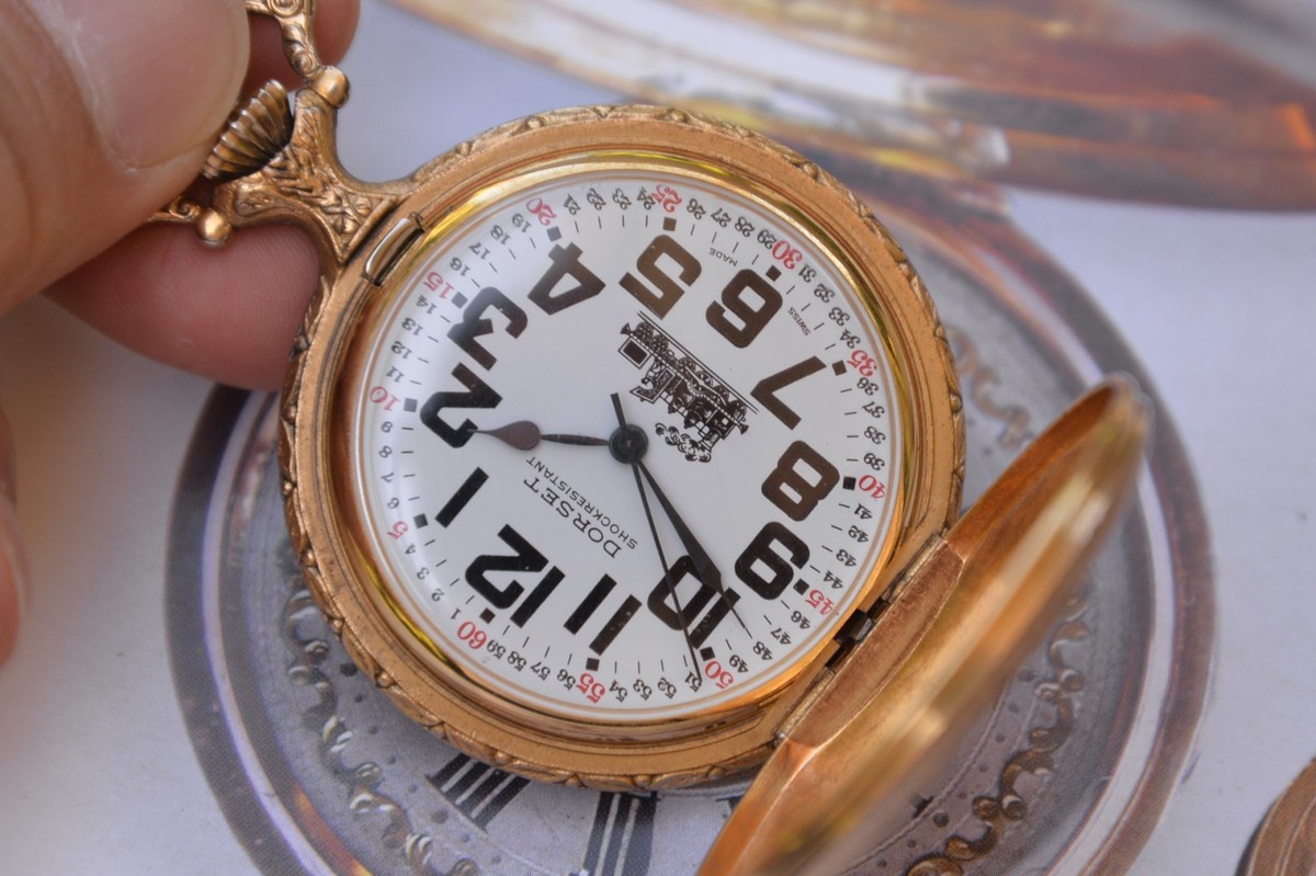 Vintage Swiss DORSET EB 8810 1J Manual Wind Pocket Watch --4