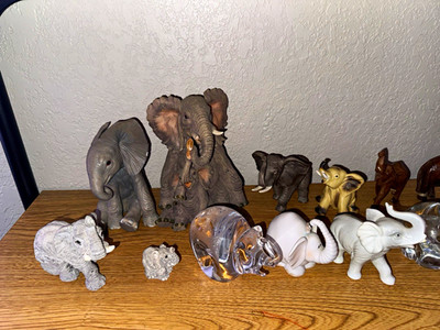 13pc Vintage Elephant Figurine Lot Lenox Otagiri Motta Glass Stone Critters