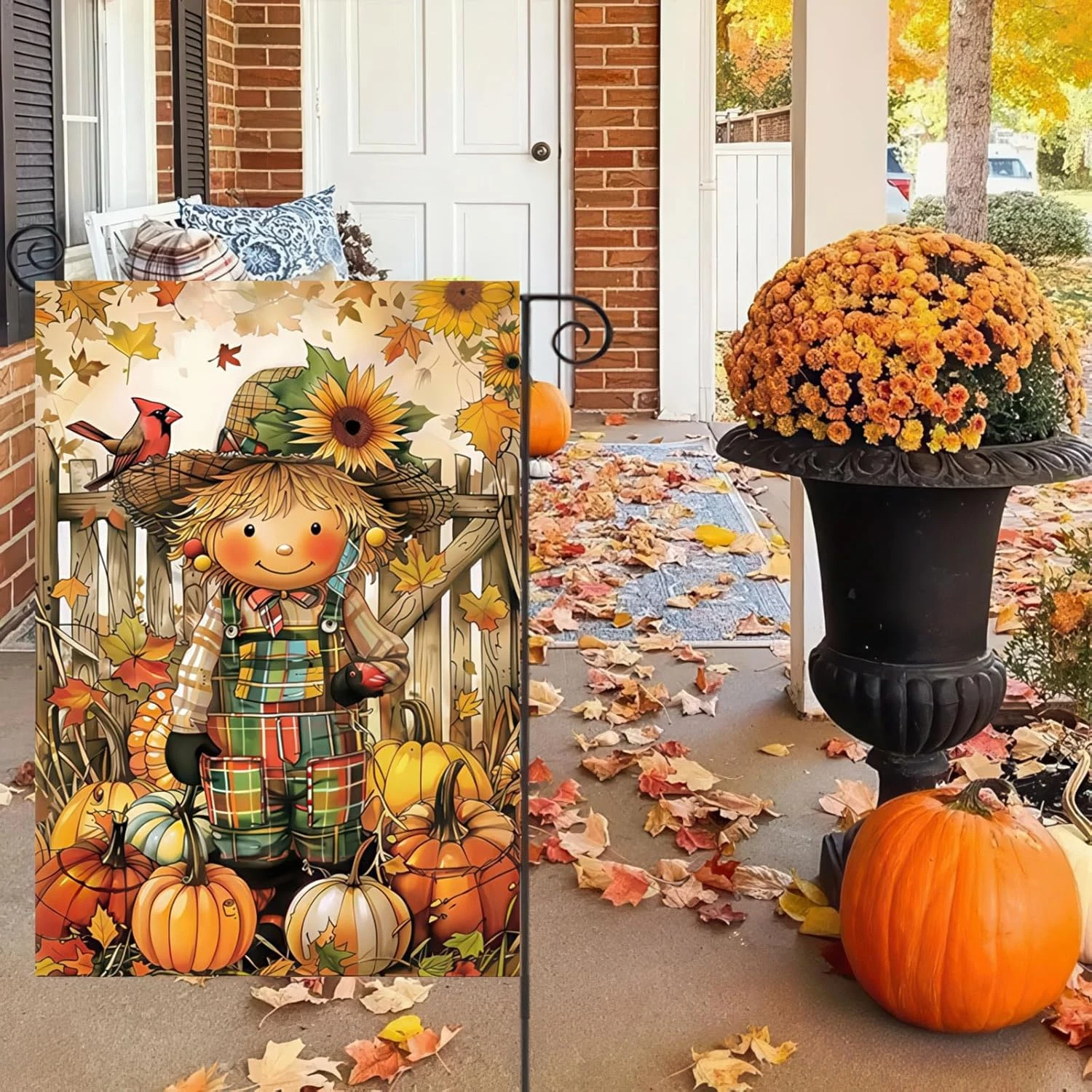 Thanksgiving Fall Garden Flag Scarecrow Double Sided Fall