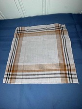 Mens Cotton Pocket Square Hanky White Black Brown Plaid