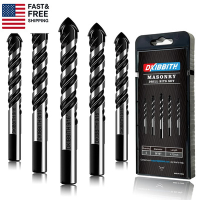 5-Piece 9/16  Masonry Drill Bits for Tile Glass Ceramic Wall Brick Stone Soft-Me