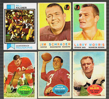 Lot of (6) Post WWII Vintage - Various Years Washington REDSKINS Football Cards