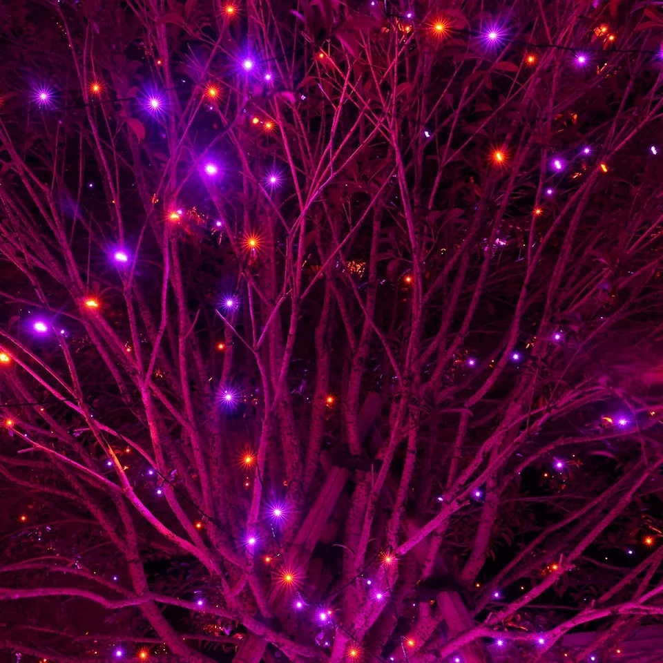 100FT Halloween 300 LED String Lights - Purple & Orange, 8 Modes, Outdoor Decor - Image 3 of 4