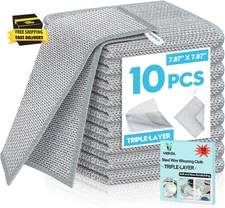 10 Pcs New Upgraded 3 Layers Non Scratch Wire Dishcloth, Multipurpose Wire Dishw