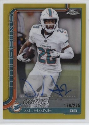 2025 Topps Chrome Yellow Refractor /275 De'Von Achane #BA-DA Auto 1n9c