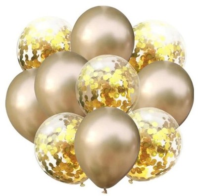 GOLD x10 Luftballons Geburtstag Party Deko Herren Damen Latex Junge Mädchen METALLIC