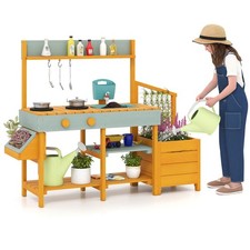 Play Kitchen for Kids Wooden Toy Kitchen Playset with Removable Faucet  Sink