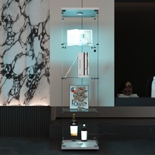 Glas Vitrinenschrank mit 4 Lagen Sammlervitrine Standvitrine,Glasvitrine mit Led