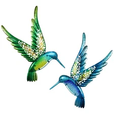 HONGLAND Metal Hummingbird Wall Art 15inch Metal Birds Wall Sculpture Garden ...