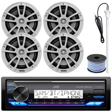 JVC KD-X38MBS 1-DIN Marine Bluetooth Receiver, 4x 6.5" 225W Max 2-Way Speakers