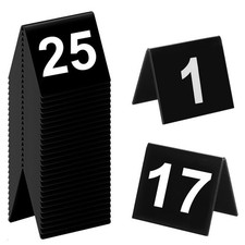25 PCS 2.48x2.17" 125 Black DoubleSided Acrylic Tent Table Numbers Set