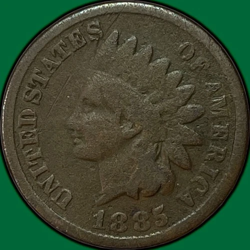 1885 Indian Head Cent Very Good VG Coin, Corrosion #34002