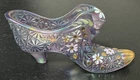 VTG FENTON GLASS HAND PAINTED SIGNED STAMPED DAISY VIOLET IRIDIZED RARE #8