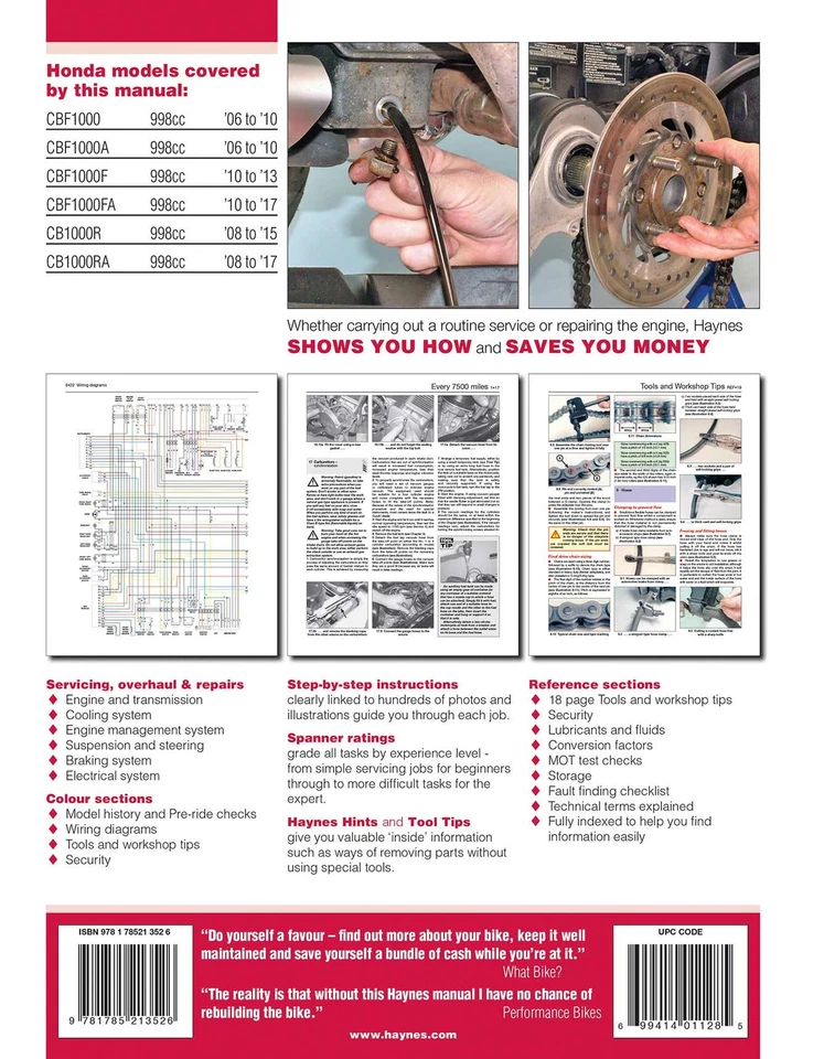Honda CBF1000 (2006-2010), CBF1000F (2011-2017) & CB1000R (2008-2017) Haynes - Image 2 of 4