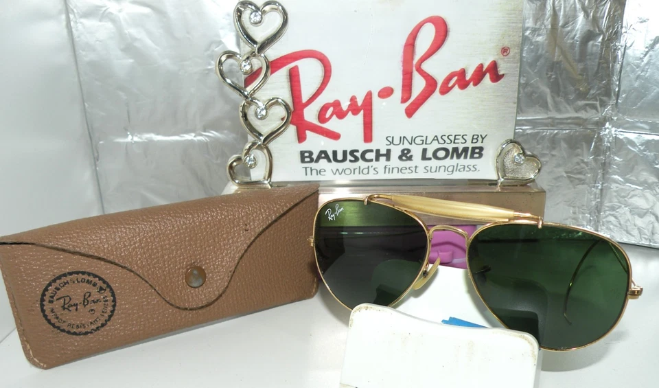 ÓCULOS DE SOL VINTAGE DÉCADA DE 1940 RAY BAN BAUSCH-LOMB 1/10 12k GF LOGOTIPO OUTDOORSMAN CAIXA AO RB - Imagem 3 de 4