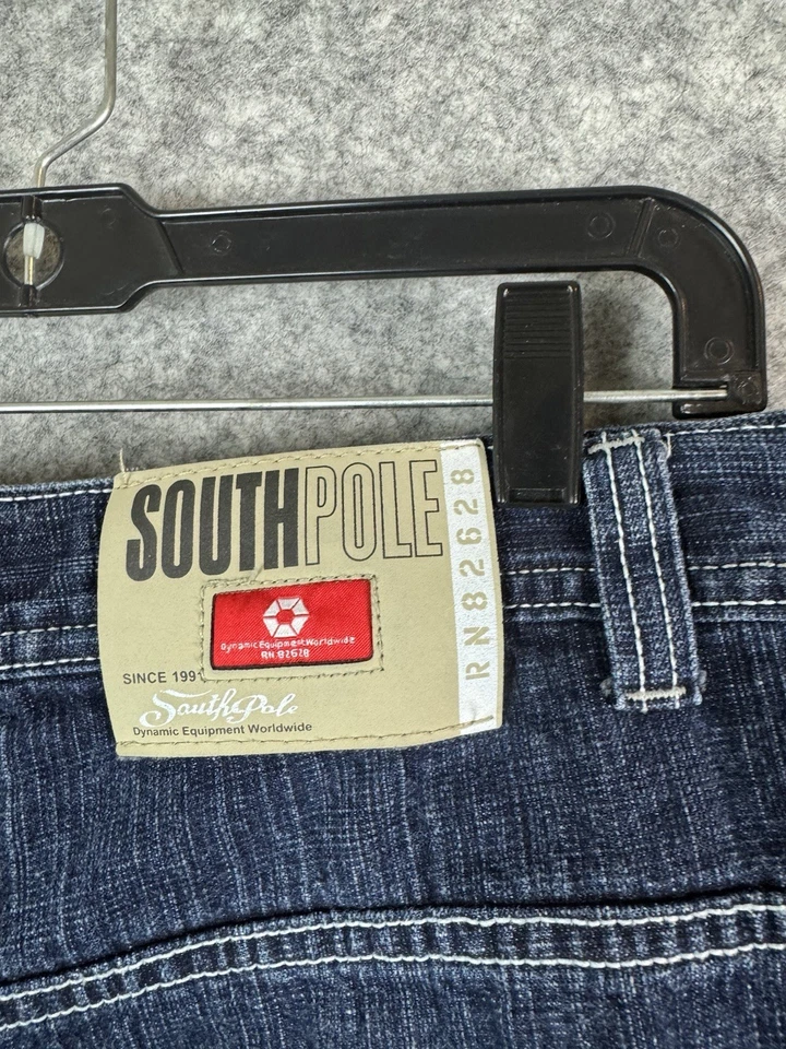 Pantalones Cortos de Jean Southpole De Colección Para Hombres 34 Sueltos Y2K Pantalones Cortos de Denim Rojo Pestaña Sueltos Anchos Foto 3 de 4