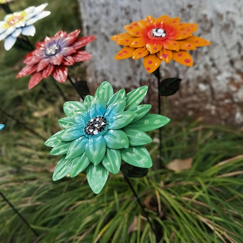 1-8X 8 Farbe Garten Stecker Beet Stab Deko Blumenstecker Blume Metall Ornamente - Bild 7 von 18