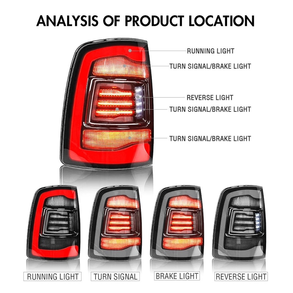 Lanternas traseiras de LED brancas claras para Dodge Ram 1500 2500 3500 2009-2018 lâmpadas traseiras - Imagem 3 de 4