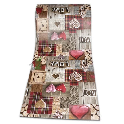 TATA HOME Tappeto Cucina PVC Passatoia ANTIMACCHIA antiscivolo cuori rossi shabby SUITE 8