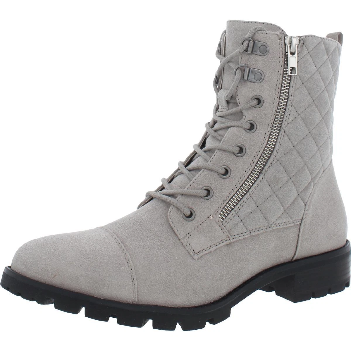 White Mountain Womens Dashing Zipper Combat Lace up Boots Shoes