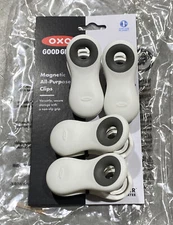 OXO Good Grips Magnetic All-Purpose Clip 4 White Strong Kitchen Bag Clip New