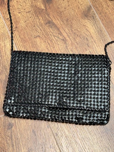 Wunderschöne Vintage 80er Jahre Metallkette schwarz formell/halb Abendtasche, Clutch Geldbörse - Bild 3 von 8