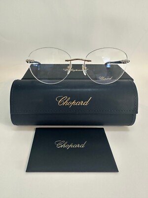Chopard VCHC71S Eyeglass 23KT GP 08FE/Blue Silver 55-17-135 Brand New
