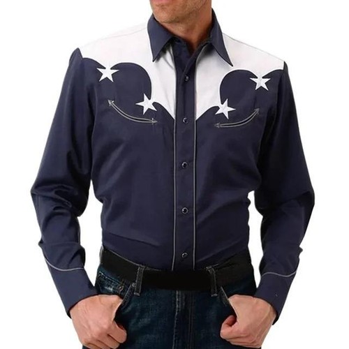 Floral Luxury Men Western Cowboy Long Sleeve Button Up Shirt Mexican Dress - Picture 15 of 15