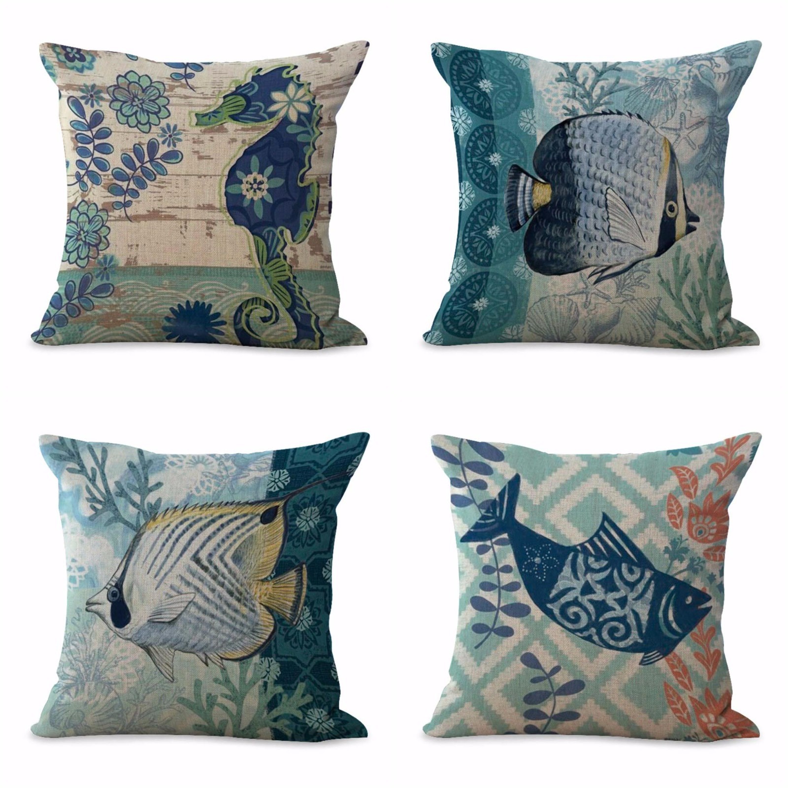 4pcs set nautical seashell pillow case sealife decor outdoor throw pillow covers eBay
