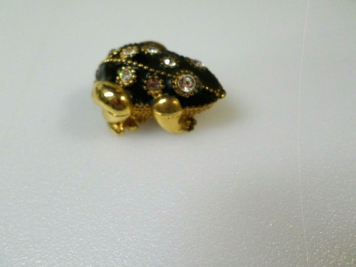 MIKE & ALLY TRINKET / PILL BOX - FROG SHAPED W/ RHINESTONES & ENAMEL - 第 1/7 張圖片