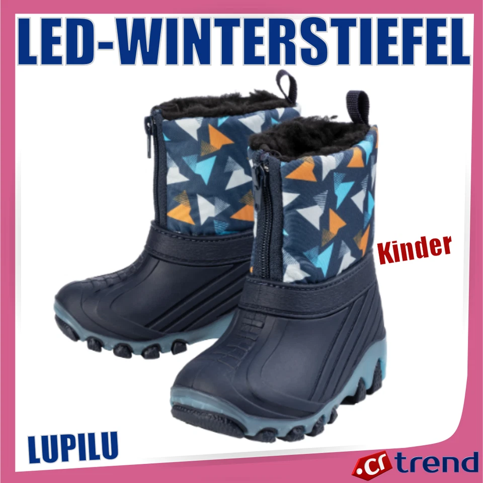 LUPILU® LUPILU Kinder LED-Winterstiefel mit Blinkeffekt Warm gefüttert Größe 26 Blau