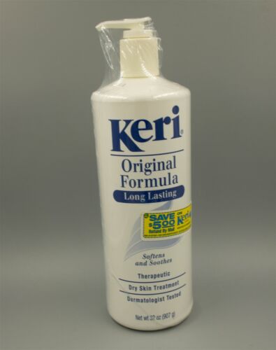 Vintage 1997 Keri Original Formula Lotion Plastic Pump Bottle 32oz