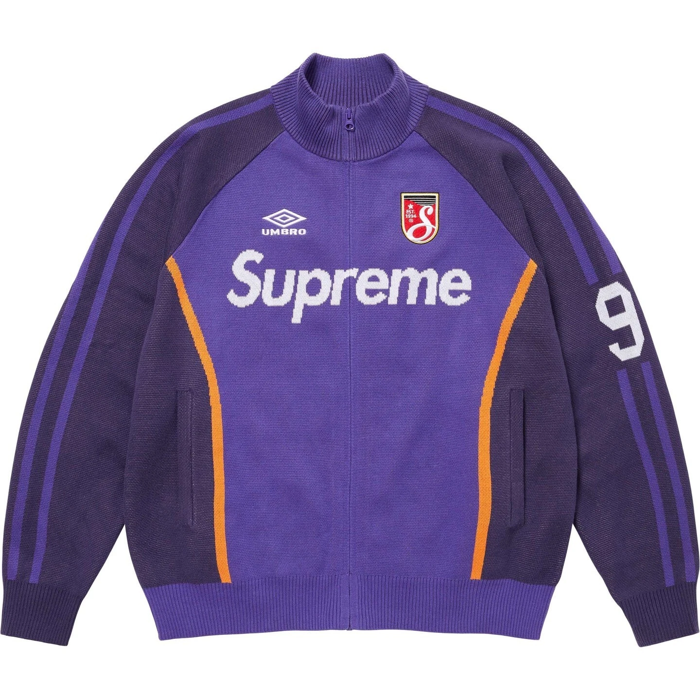 SUPREME UMBRO PULL ZIPPÉ (XL) (VIOLET) SS25 UMBRO TRICOT FOOTBALL SHORT