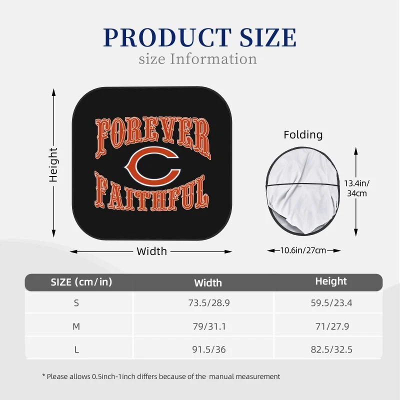 Forever Faithful Chicago Bears Foldable Car Windshield Cover Car Sunshade